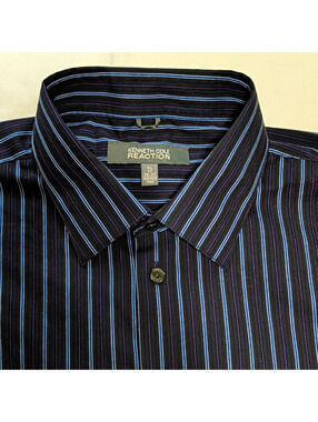 Kenneth Cole Reaction Men’s Regular Fit Striped Dress Shirt XL 17 36/37